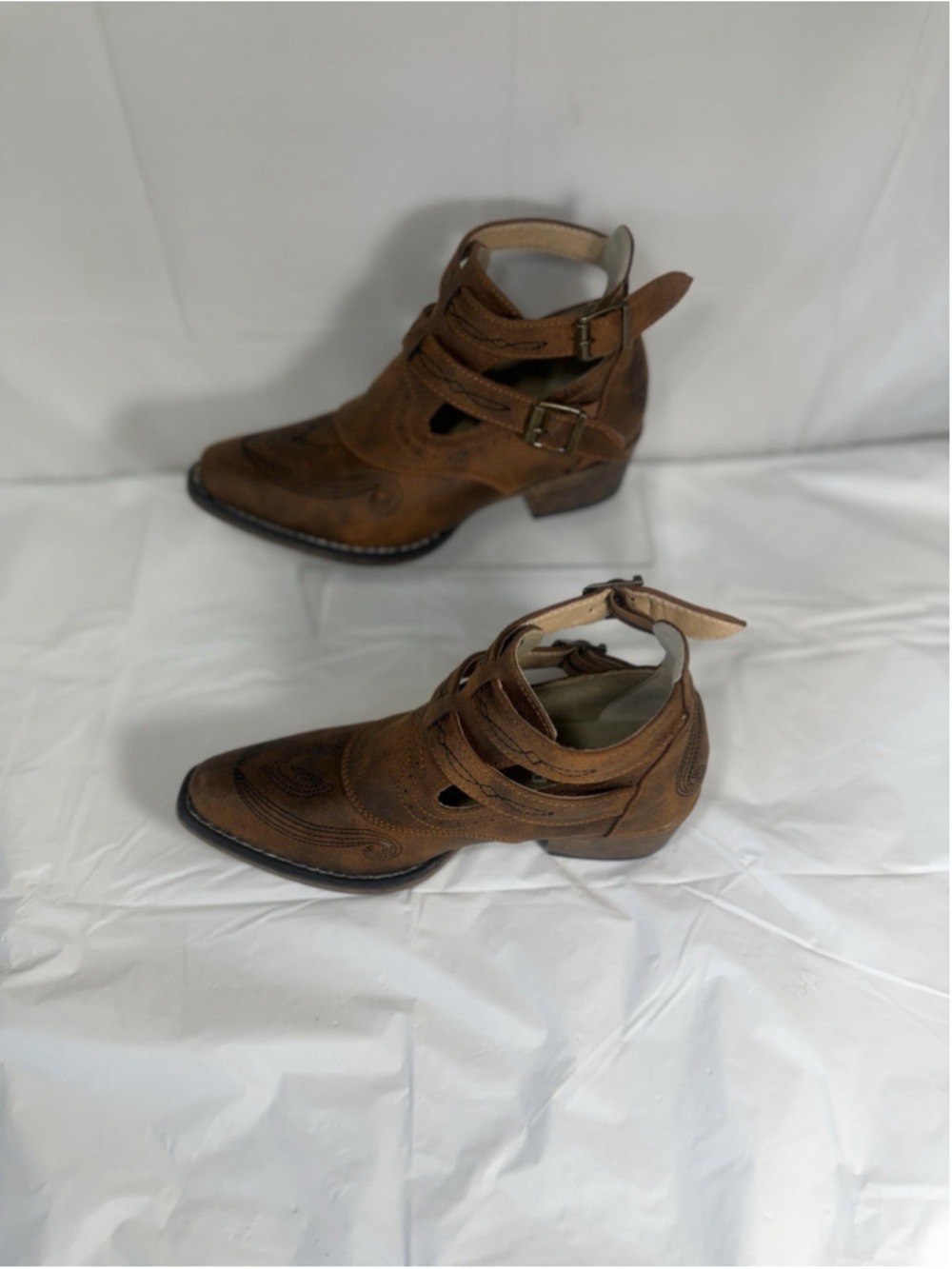 Roper Willa Embroidery Snip Toe Cowboy Booties Brown Casual Boots Size 6 New - Picture 10 of 10